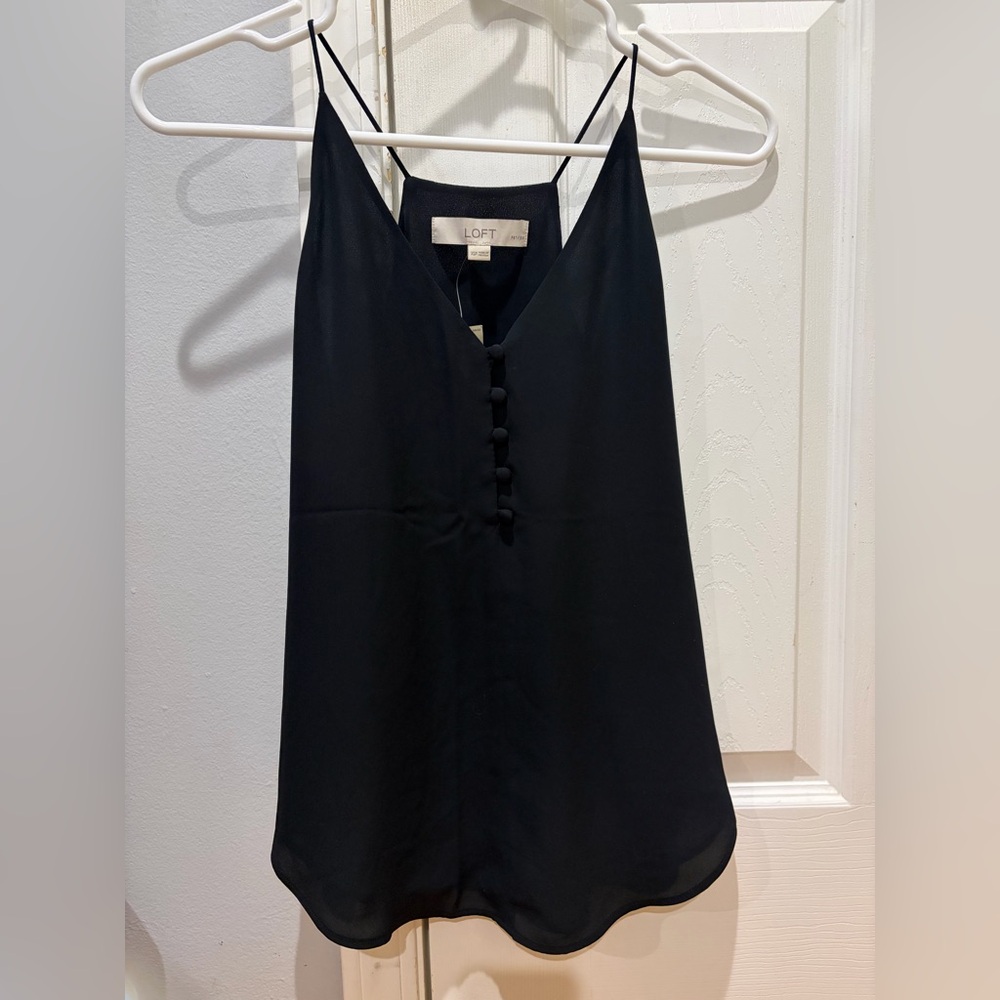 NWT LOFT Black Button-Front Camisole XS petite